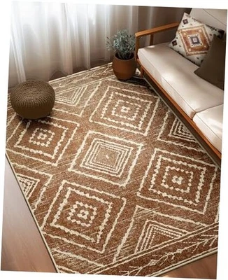 Area Rug 5x7 Rug Machine Washable Non-Slip Low Pile Print Pattern Western Rug