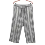 Sanctuary Sasha Pants 27 Grey Salton Stripe White Blue Grey Cropped Wide Leg