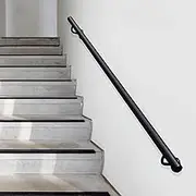 30-600cm Wrought Iron Handrail for Stair - Complete Kit, Staircase Railing Wall Mount Hand Rails for Bar Counter Foot Rail, Outdoor Indoor Staircase Bannister(9.2ft/280cm)