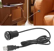 Topyond Desktop Power Grommet Flush Mount Power Strip, Hidden Small Socket with 2 USB Charging Ports, Electric Outlet for Office Conference Table Standing Desk Couch