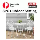3PC Outdoor Setting Bistro Set Chairs Table Cast Aluminium Patio Deck Furniture