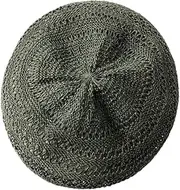 [Healvian] Vintage Hollow-Out Beret Hat Beret Cap Fashion Travel Cotton Material Artistic Dark Green