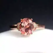 2ct Oval Cut Lab-Created Peach Morganite Engagement Ring In 14k Rose Gold Plated