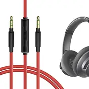 Geekria Audio Cable with Mic Compatible with Soundcore, Bluedio, MPow Headphones Cable, 1/8" (3.5mm) to 3.5mm Replacement Stereo Cord with Inline Microphone (4 ft/1.2 m)