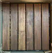 Box of 10 Acacia Wood Interlocking Floor Tile 12x12" DT06ACA-BR Striped Pattern