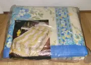 New Vtg Beacon PAGEANTRY teal turquoise 72X90 Blanket Twin/Full floral retro NOS