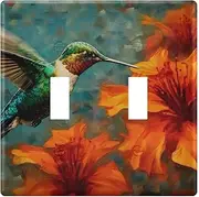 AIXIWAWA Switch Plate Vintage Hummingbird Print, 1 Pack Home Decor Wall Plates 2-gang with Screw Size 4.56x4.48x0.27 in