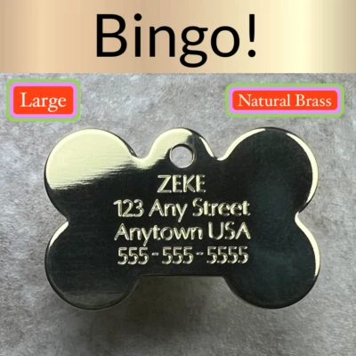 Custom Engraved Dog Tags Personalized Dog Collar Pet Tags Bone Pet ID BRASS BONE