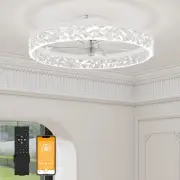 Modern Ceiling Fans with Lights and Remote, 19.7in Low Profile Ceiling Fan Fl...