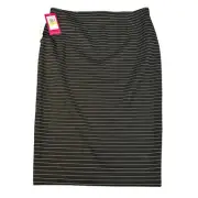 Vince Camuto Skirt Rich Black White Womens M Striped Pull-On Pencil Office Wear