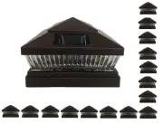 16 Pcs Brown Solar Garden Outdoor Cap Post Light 6X6 Plastic with 5 LED Bulbs