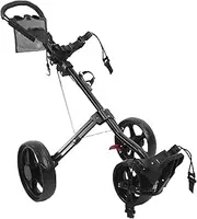 Folding Trolley with 3 Wheels Push Cart Portable Scorecard Carry Bags Sports Push Cart with Adjustable Buckle Brake for Locking Plastic Aluminium Alloy