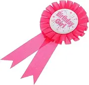 BRIGHTFUFU Birthday Party Supplies Rote Button Pin Birthday Party Accessory Happy Birthday Button Pins Happy Birthday Award Ribbon Decorative Birthday Badge Birthday Brooch Rosy Polyester