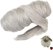 Kondoos Natural 1lb Wool Bulk roving,. Best Wool for Spinning, arm Knitting, Needle Felting, Chunky Blankets Spinning Thick Yarn Tapestry. Natural, un-Dyed. (Sand Gray, 1 lb)
