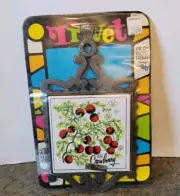Cranberry Trivet Pot Holder Tile & Cast Iron Vintage RETRO 1970s NEW IN PACKAGE