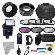 LUMIX DMC-FZ1000 WIDE ANGLE LENS TELEPHOTO ZOOM LENS FLASH CASE FILTERS PRO KIT