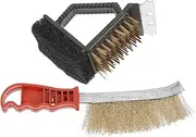 VANZACK 2Pcs Multifunctional BBQ Grill Cleaning Brush Durable Copper Wire Brushes for Easy Barbecue Cleaning Versatile for Home Use Random Color Random Color