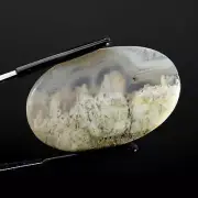 37mm White Moss Agate Oval Cabochon, Indonesia g25