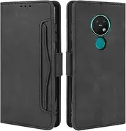 [HualuBro] Nokia 7.2 Case, Nokia 6.2 Case, Magnetic Full Body Protection Shockproof Flip Leather Wallet Case Cover with Card Slot Holder for Nokia 7.2 / Nokia 6.2 Phone Case (Black)