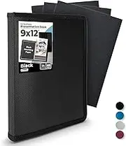 Dunwell Art Portfolio 9x12 Folder - (Black), Portfolio Folder for Artwork, 9 x 12 Art Folder, 24 Pockets Display 48 Pages, Portfolio Binder, Sketch Portfolio, Art Binder, 9x12 Art Portfolio Kids