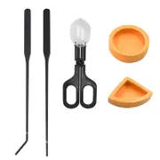 Nevenka Reptile Feeding Tongs Long Tweezers+Cricket Clamp Bug Scooper+Food Bowl-5Pcs
