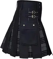 [Ｓｉｍｈｏａ] Scottish Utility Kilts Linen Pleated Skirt for Banquets Performances Parties