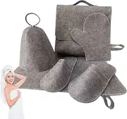 Sauna Kit, Grey Sauna Cushion, Hat, Gloves, Slipper & Storage Bag, Eco-Friendly, Comfortable, Breathable, for Spa, Steam Room, Bathhouse Kit