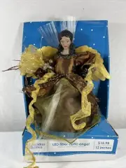 (NEW) RARE Holiday Time LED Fiber Optic Angel Xmas Tree Topper African American
