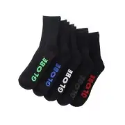 Globe Socks 5 Pack Stealth Crew Black Size 2-8 Skateboard Sox