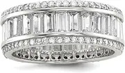 [JewelryWeb] 925 Sterling Silver Baguette and Round CZ Simulated Diamond Eternity Ring-Eternity-Ring for Women