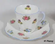 SHELLEY CHINA ROSE PANSY FORGET ME NOT PATTERN DEMI / DEMITASSE CUP & SAUCER #1