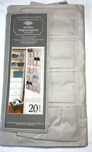 RAYMOND WAITES SHOE ORGANIZER OVER THE DOOR KHAKI TAN 20 pocket nip