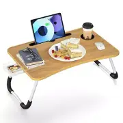 Foldable Laptop Bed Table Tray, Folding Lap Desk with Cup Holder, Portable Se...