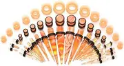 [vogem] 50Pcs Ear Stretching Kit Acrylic 14G-00G Ear Tapers and Silicone Tunnel Marble Pattern Ear Stretchers Expander Piercing Set Body Jewelry (Orange), Acrylic