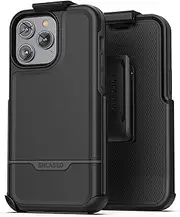 Encased Rebel Holster Designed for iPhone 14 PRO Case with Belt Clip - Ultra Protective Heavy Duty Phone Case (Black)
