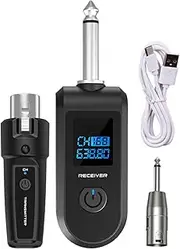 Wireless Microphone System, 10 Channels Wireless Adapter for Dynamic Microphone, Rechargeable Transmitter and Receiver for Musical Instrument