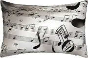 Satin Pillowcase for Hair and Skin Silk Pillow Cases Queen Size Satin Pillow Cover 20x30 Inches Music Notes Print Pillowcases with Zipper Cooling Pillow Cases Gifts for Women Men