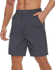 [TACVASEN] Men's Cargo Shorts Quick Dry Lightweight Stretch Hiking Short with 5 Pockets for Tactical Outdoor Travel Casual