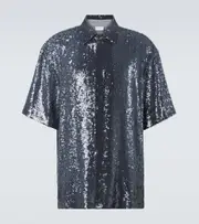 [Dries Van Noten] Dries Van Noten Sequined shirt UK 15 blue