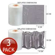 3 x Inflatable Poly Air Cushion Void Pillow Filler 7500 Cells Per Roll 600m
