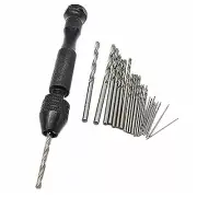 26Pcs Mini Micro Hand Drill Bit Kit Manual Keyless Chuck Pin Vise Rotary Tool c