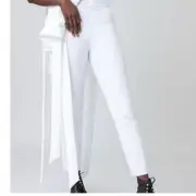 Spanx On the Go silver lining technology straight leg 1XL white pull on pants