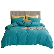 Biscay Blue Luxury Quilt Doona Duvet Cover And Pillowcases Set Reversible Bedding