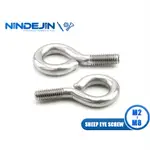 NINDEJIN 1-20PCS 羊眼螺絲吊環螺栓 M3 M4 M5 M6 M8 M10 鍍鋅環鉤環螺栓吊環鉤機用螺絲