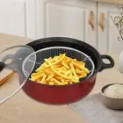 Deep Fryer Pot Steamer Tray Cooking Pot with Cover Nonstick Deep Frying Pan