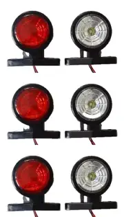 6x 24V LED Red White Rear Side Position Round Corner Lights Truck Trailer Lorry