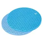Silicone Trivet Mats 2pcs, Round Hot Pan Pads Drying Mat - Light Blue, Blue
