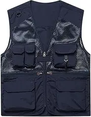[AKTQL88] Men's Gilet Outdoor Multi-Pocket Fishing Waistcoat Sleeveless Casual Hiking Vest Mesh Breathable Travel Vest