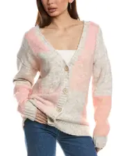 FATE Cube Colorblocked Wool-Blend Cardigan