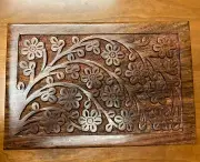 Wooden Cremation Urn for Human Ashes - Rosewood Adult Funeral Box tree of life